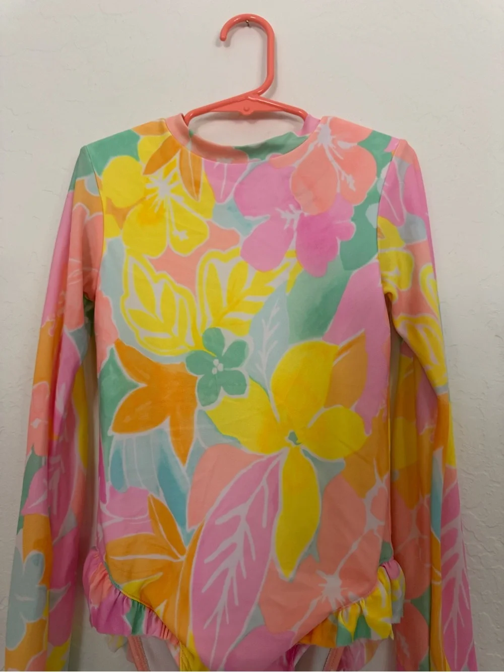 Cat & Jack Long-Sleeve Floral Rashguard - Pink, Yellow, Green
